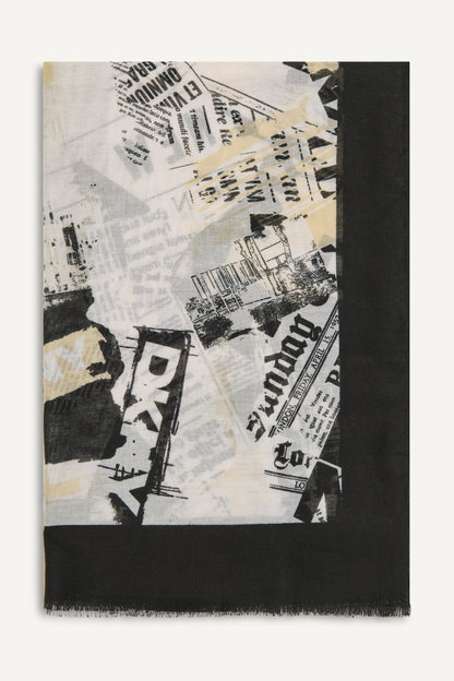 DKNY 1989 HEADLINE PRINT SCARF