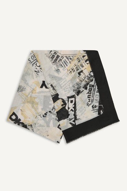 DKNY 1989 HEADLINE PRINT SCARF