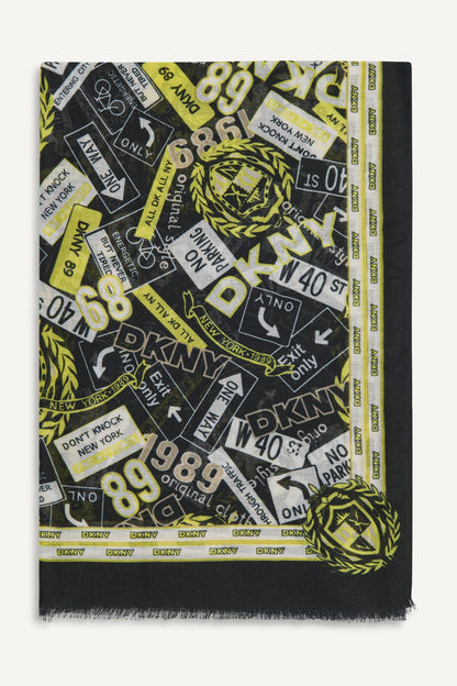 DKNY 1989 CITY SIGNS PRINT SCARF