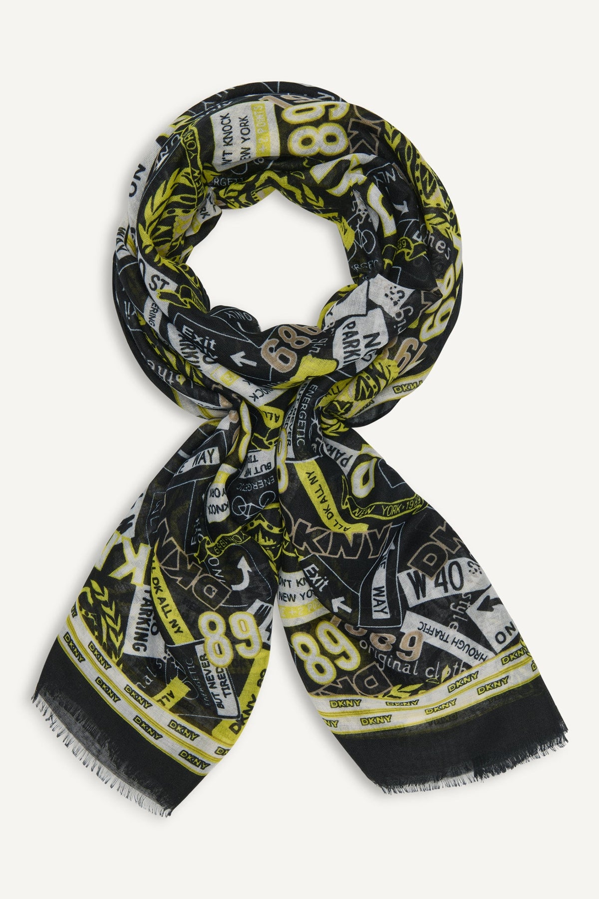 DKNY 1989 CITY SIGNS PRINT SCARF