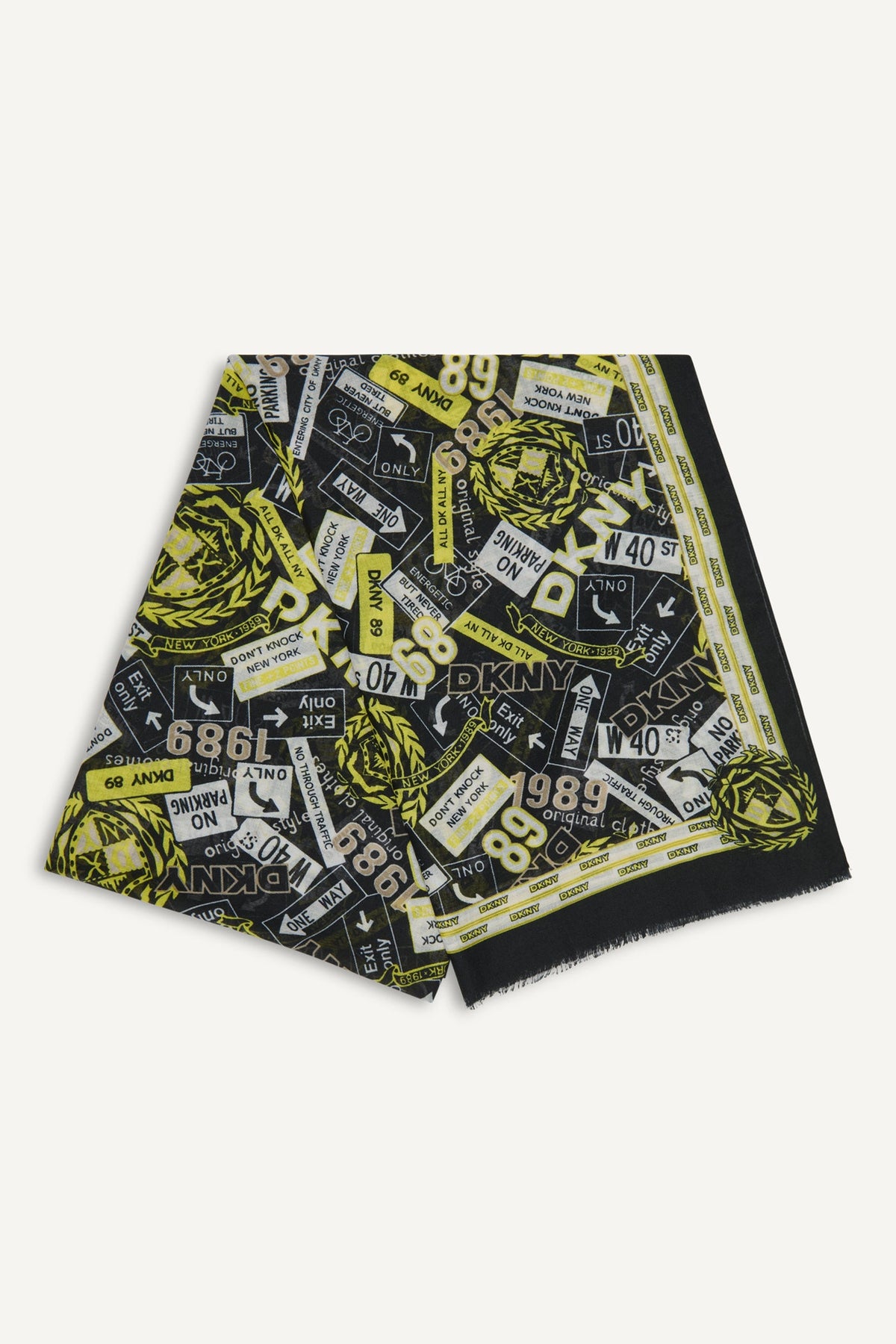 DKNY 1989 CITY SIGNS PRINT SCARF