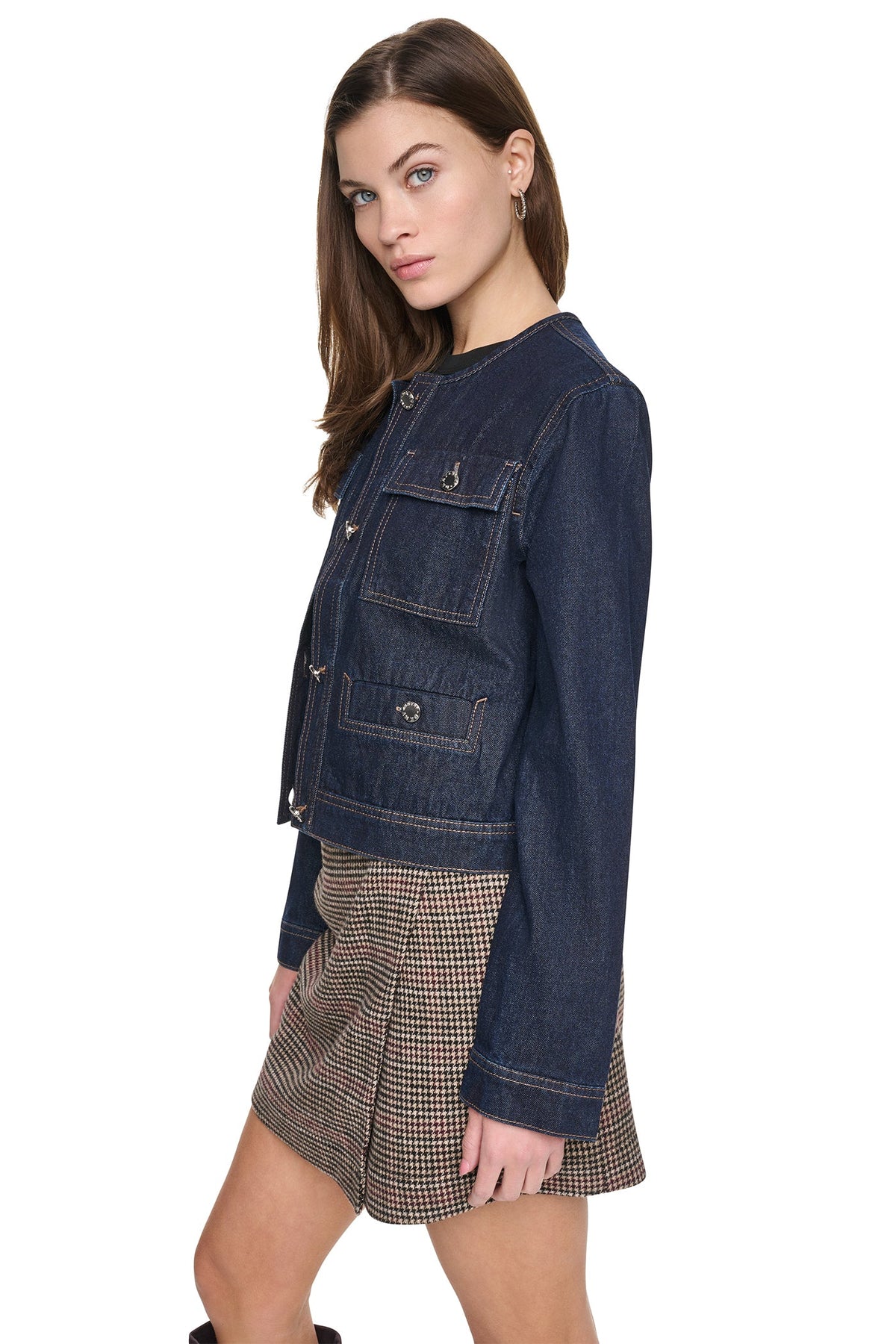 DKNY MIXED MEDIA DENIM JACKET