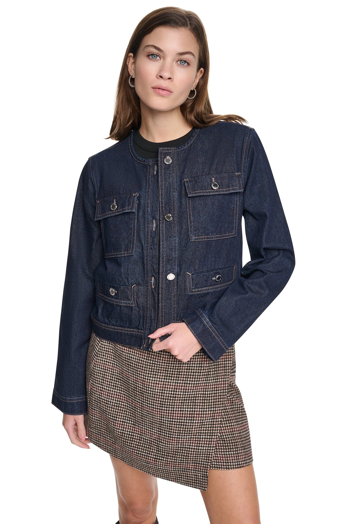 DKNY MIXED MEDIA DENIM JACKET
