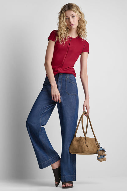 DKNY HIGH-RISE STRAIGHT LEG PANT