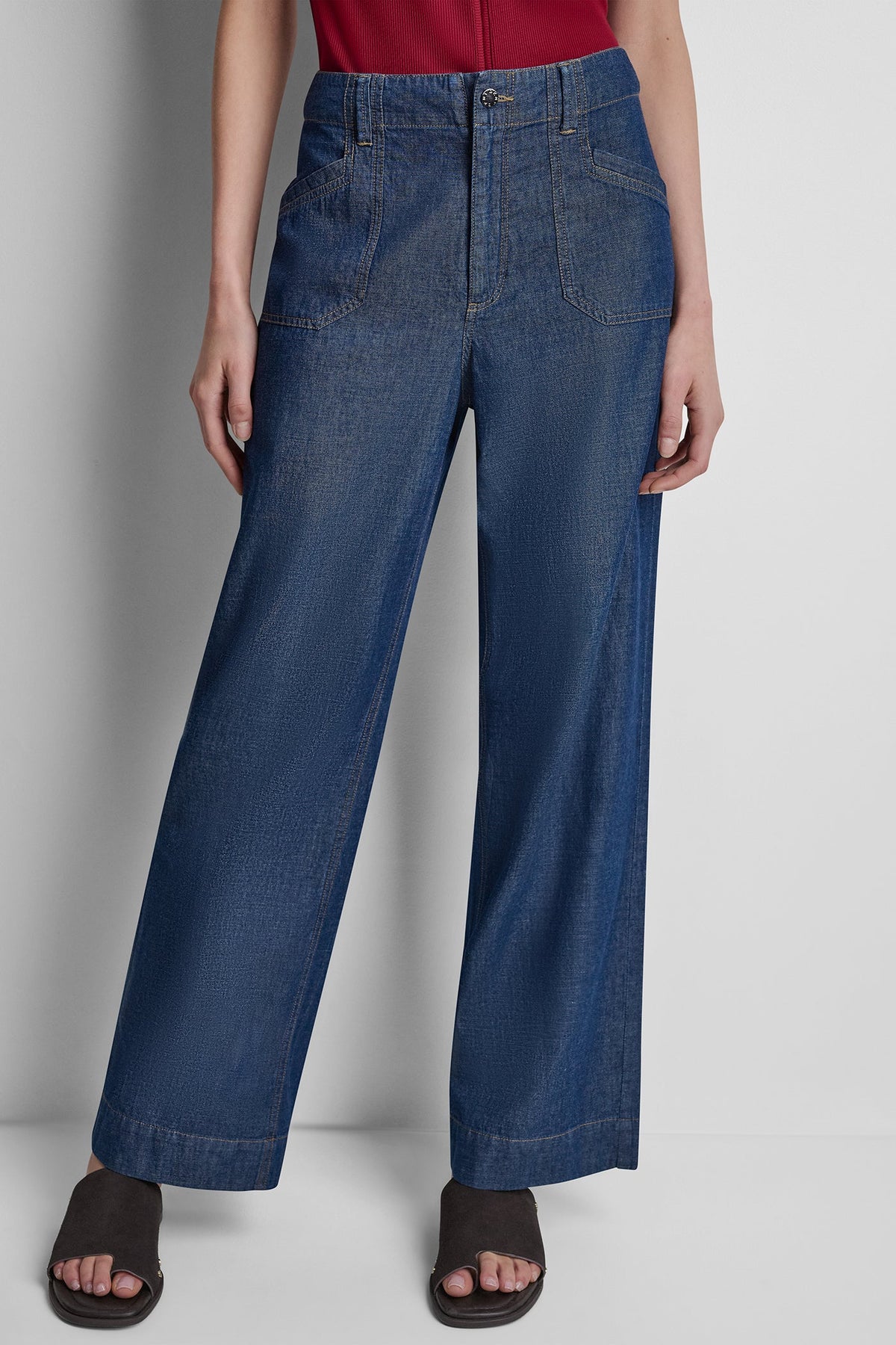 DKNY HIGH-RISE STRAIGHT LEG PANT