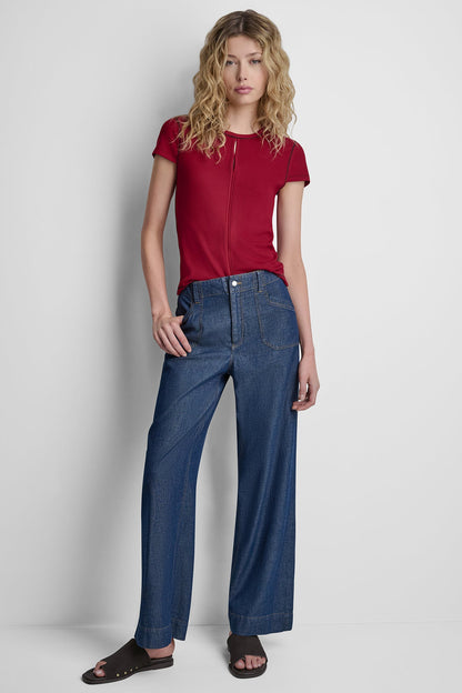 DKNY HIGH-RISE STRAIGHT LEG PANT