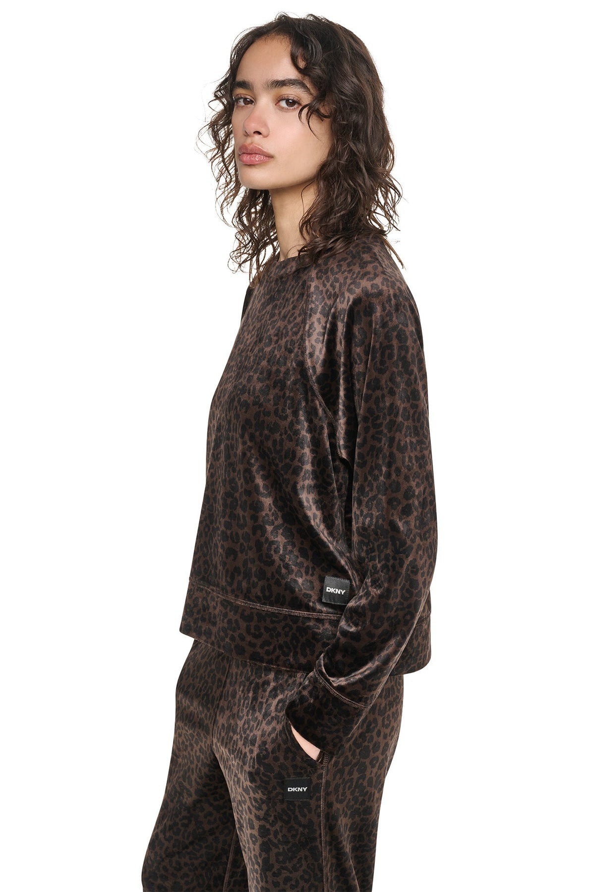 DKNY VELOUR ANIMAL PRINT PULLOVER