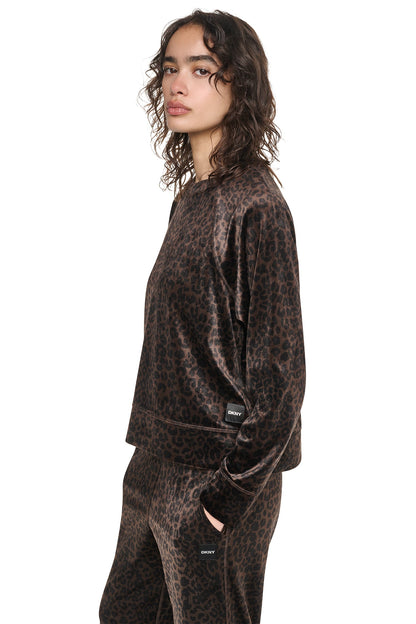 DKNY VELOUR ANIMAL PRINT PULLOVER