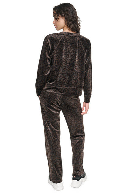 DKNY VELOUR ANIMAL PRINT PULLOVER