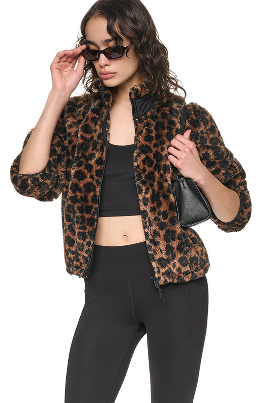 DKNY PRINTED SHERPA JACKET
