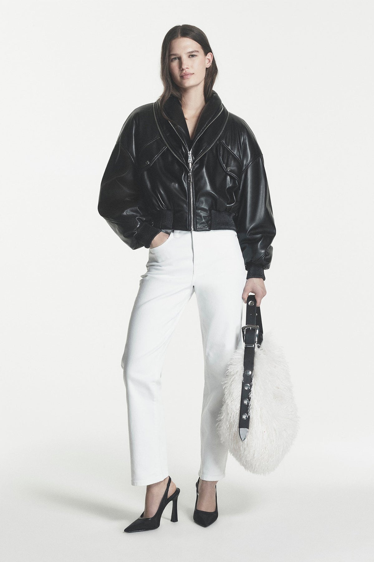 DKNY RANNA FAUX FUR LARGE HOBO BAG