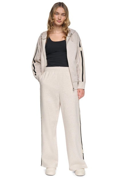 DKNY HIGH-RISE STRAIGHT LEG TRACK PANT