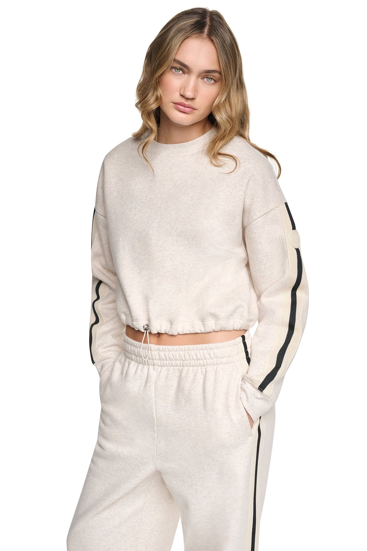 DKNY CROPPED STRIPED SWEATSHIRT