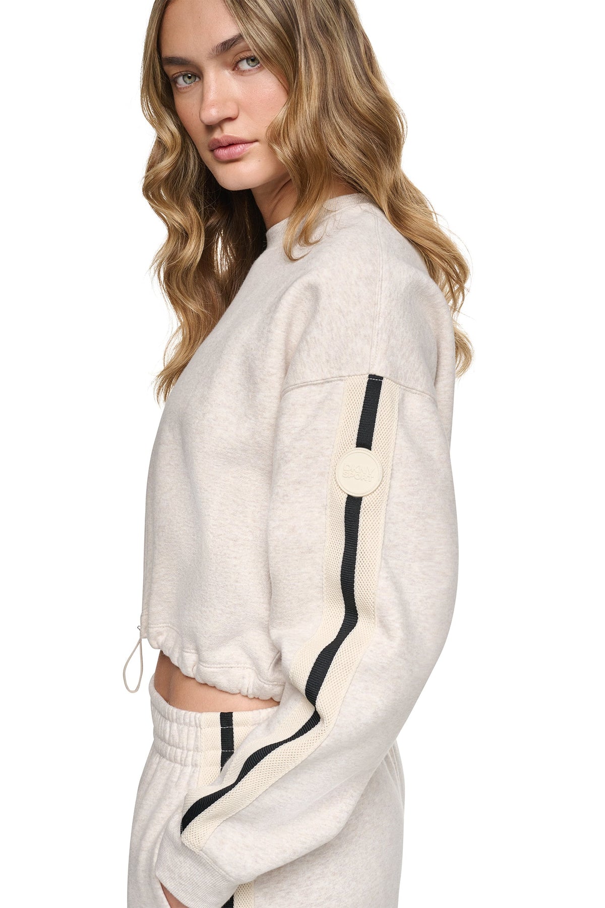 DKNY CROPPED STRIPED SWEATSHIRT