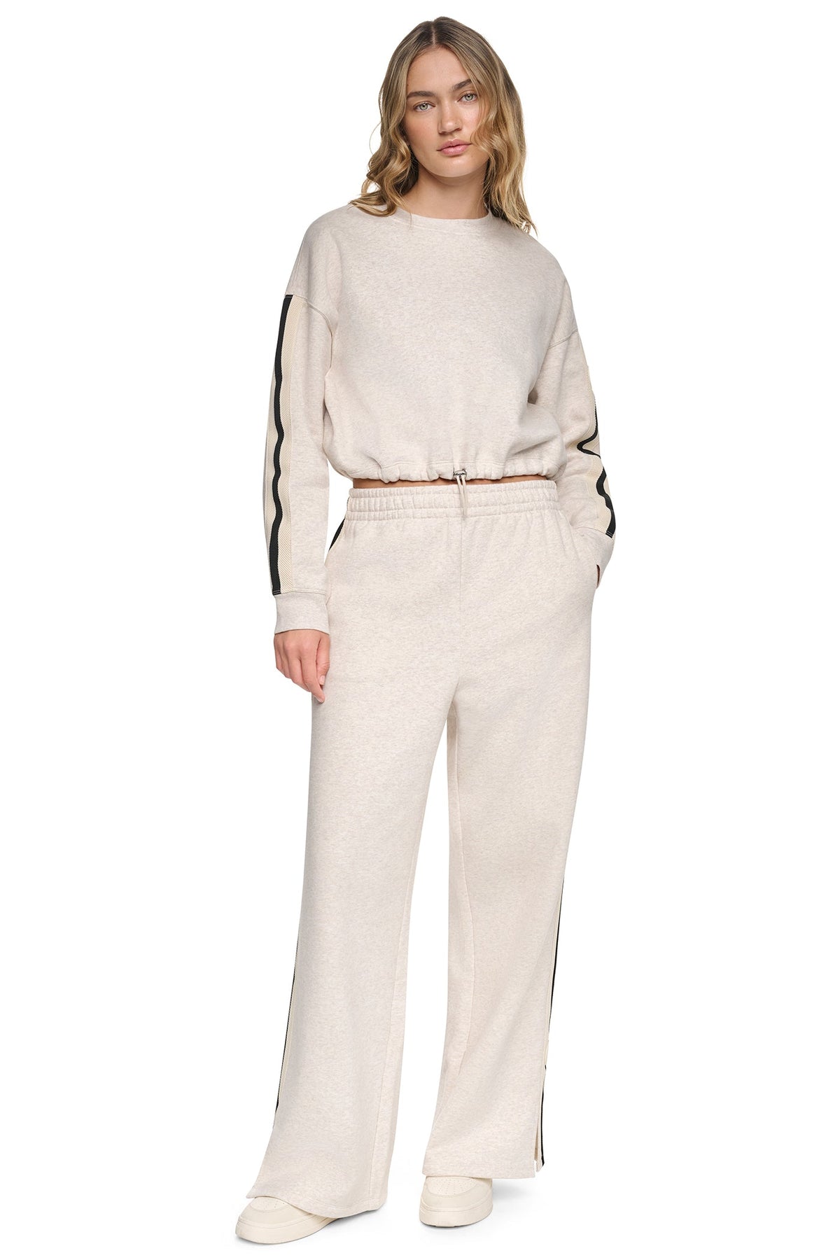 DKNY CROPPED STRIPED SWEATSHIRT