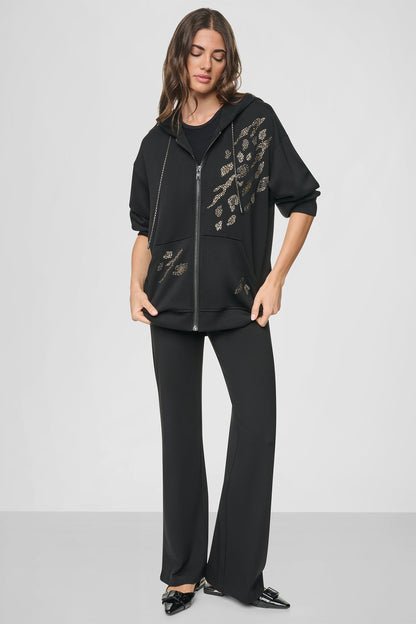 DKNY STUDDED ANIMAL PRINT HOODIE