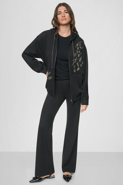 DKNY STUDDED ANIMAL PRINT HOODIE