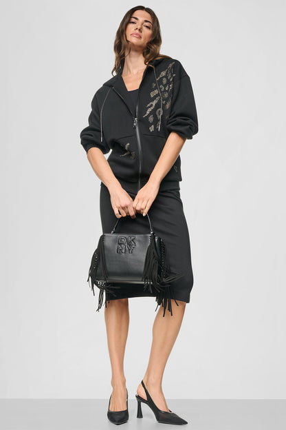 DKNY STUDDED ANIMAL PRINT HOODIE