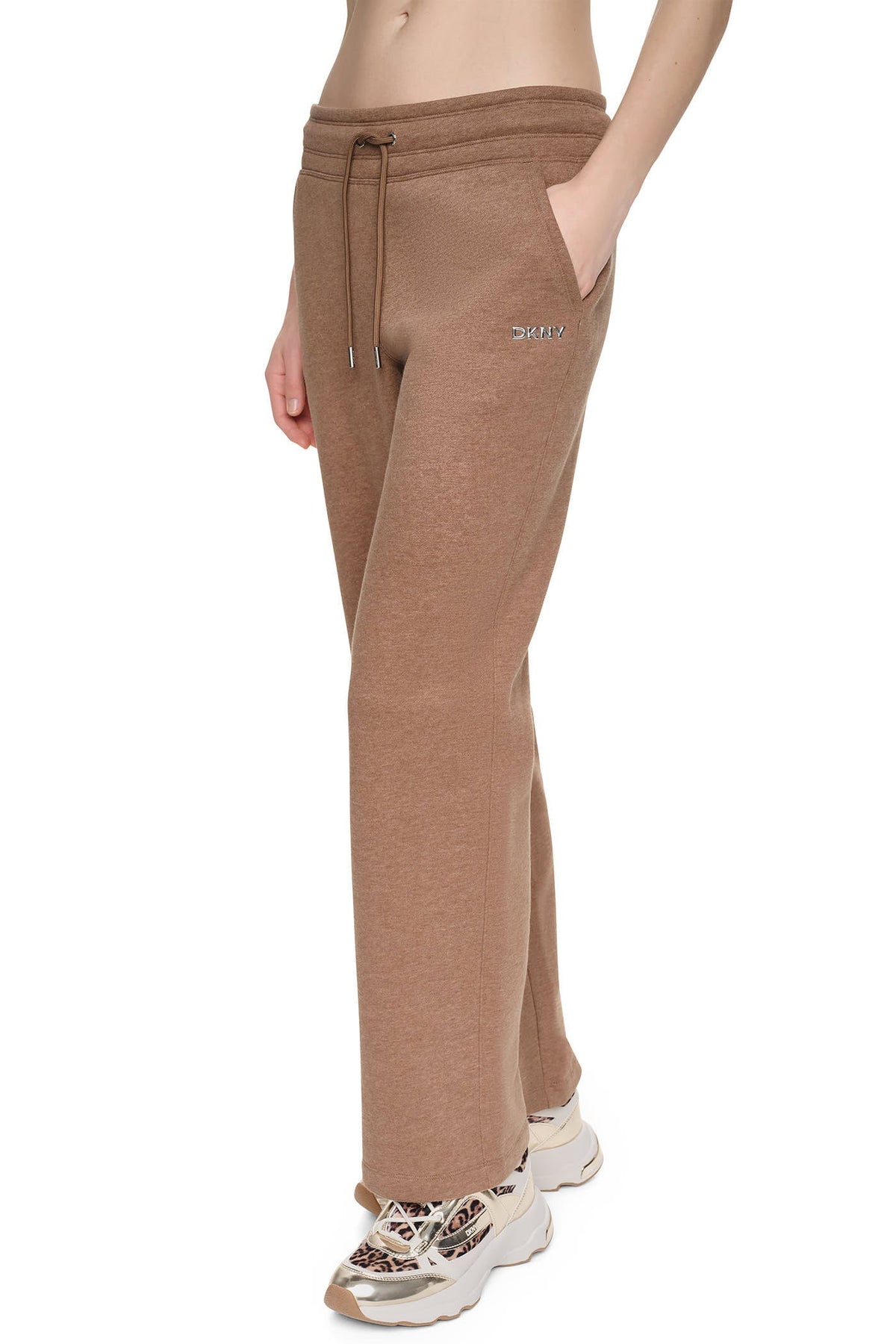 DKNY METALLIC BUBBLE HIGH-RISE STRAIGHT LEG PANT