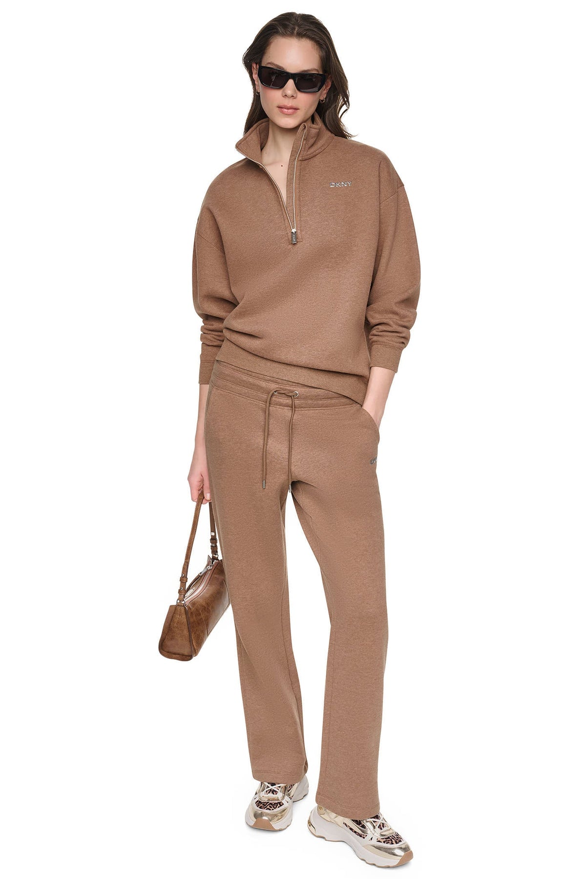 DKNY METALLIC BUBBLE HIGH-RISE STRAIGHT LEG PANT