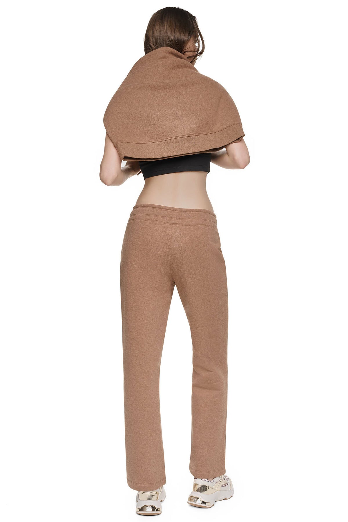 DKNY METALLIC BUBBLE HIGH-RISE STRAIGHT LEG PANT