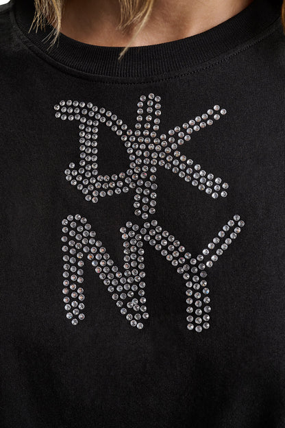 DKNY GRAFFITI RHINESTONE LOGO TEE