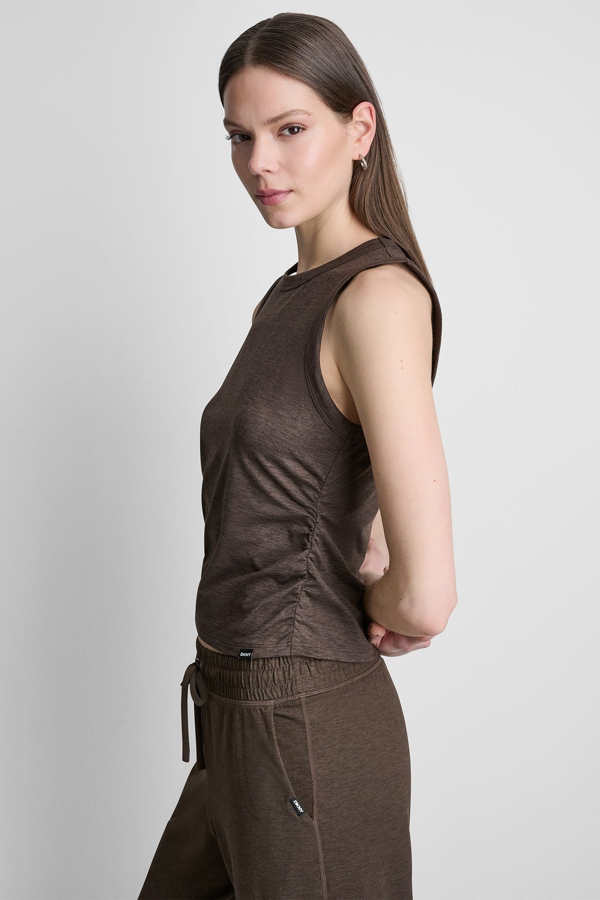 DKNY SPACEDYE TANK WITH RUCHING