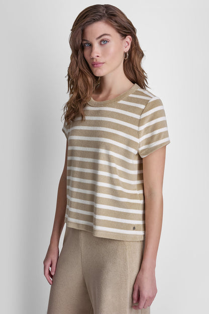 DKNY TOWELLING TERRY CREW NECK TEE