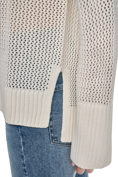 DKNY OPEN STITCH VARSITY LOGO SWEATER