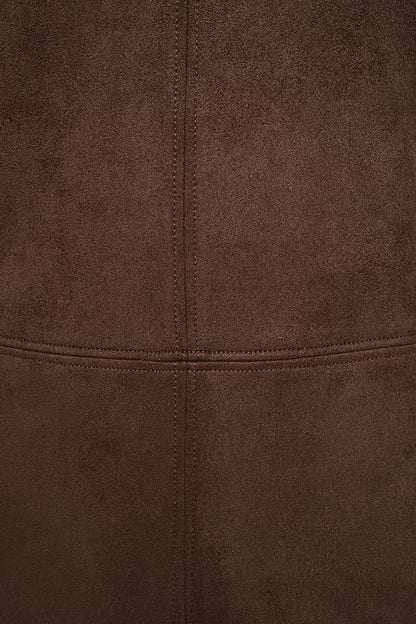 DKNY COLLARED FAUX SUEDE DRESS