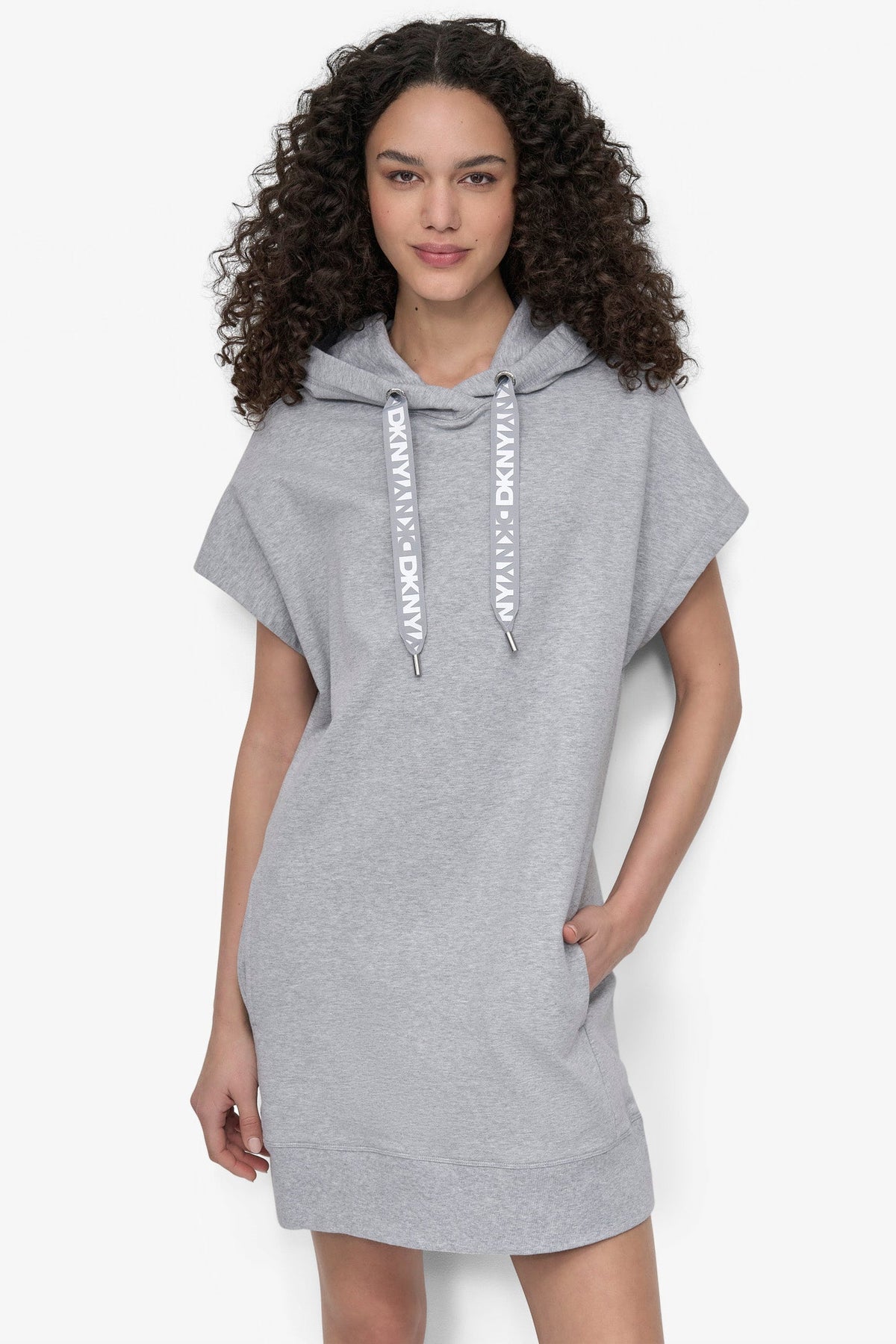 DKNY TWO-TONE LOGO DRAWCORD SNEAKER DRESS