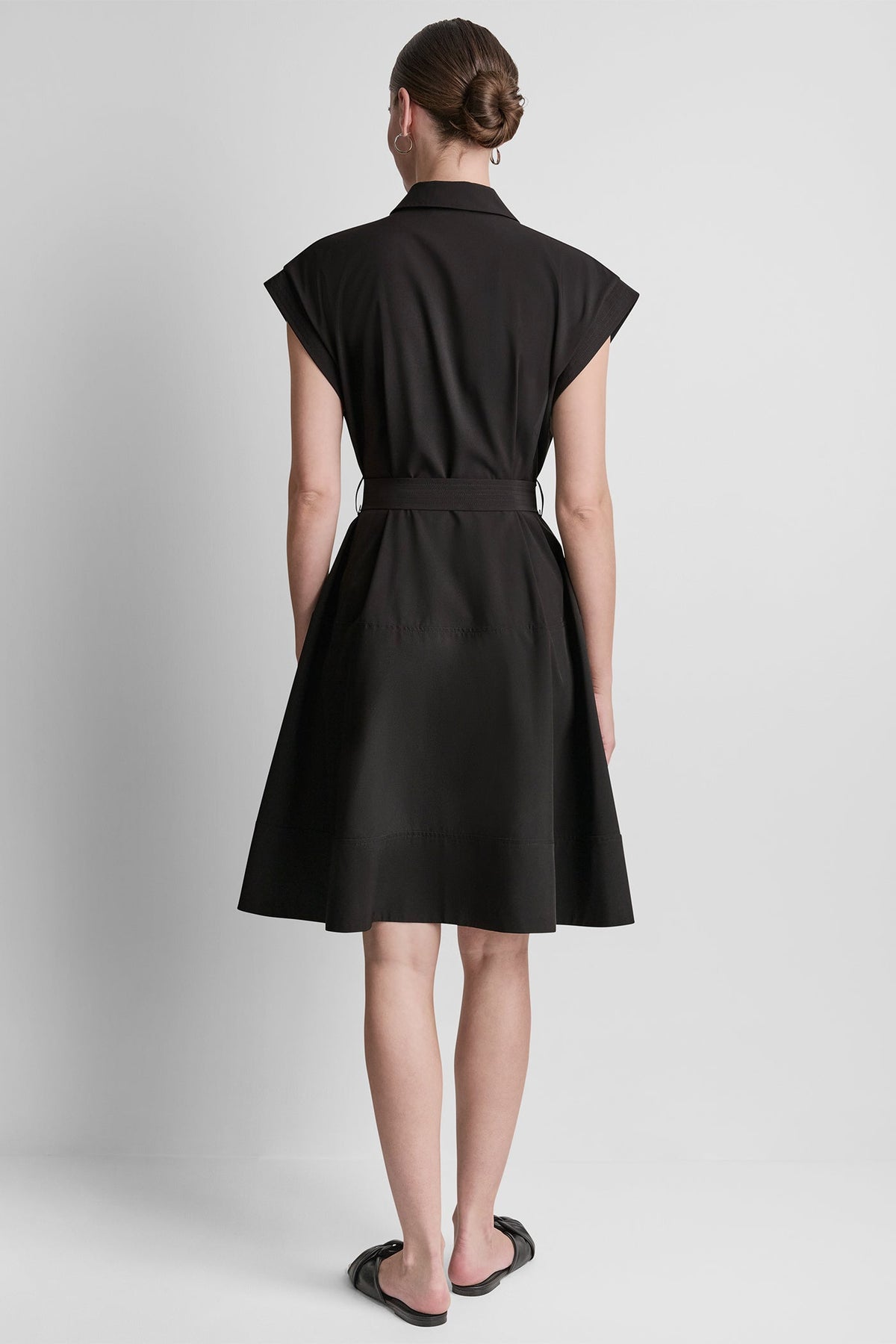 DKNY CAP SLEEVE ZIP-FRONT SHIRT DRESS