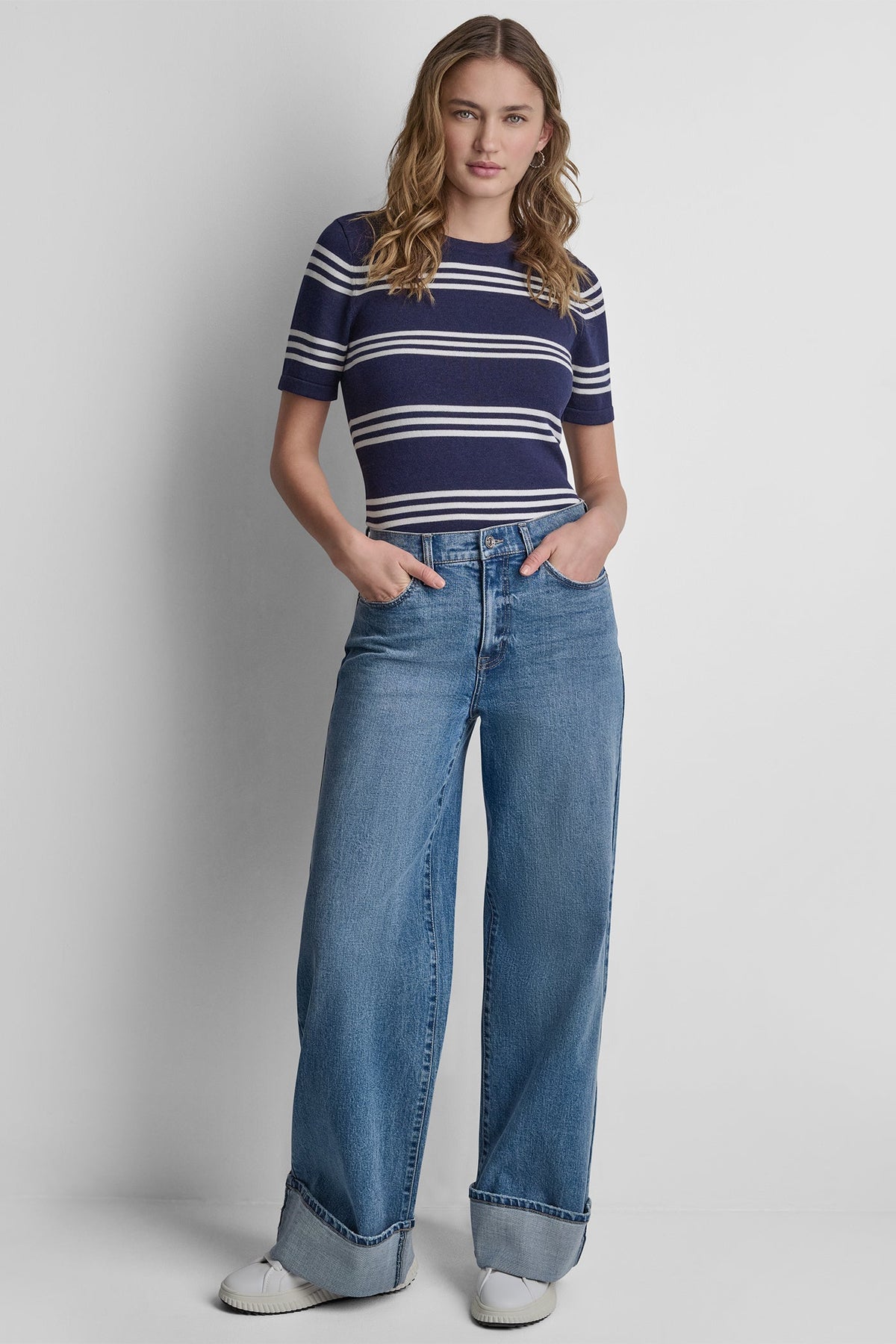 DKNY HIGH-RISE CUFFED WIDE LEG