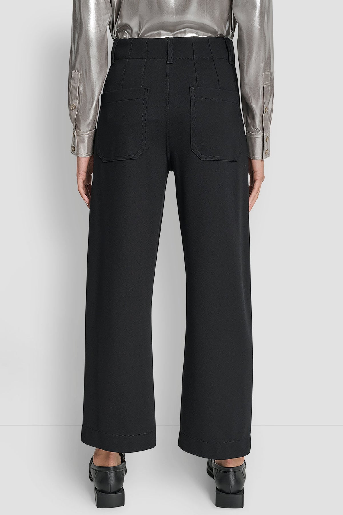 DKNY CROPPED HIGH-RISE WIDE-LEG PANT