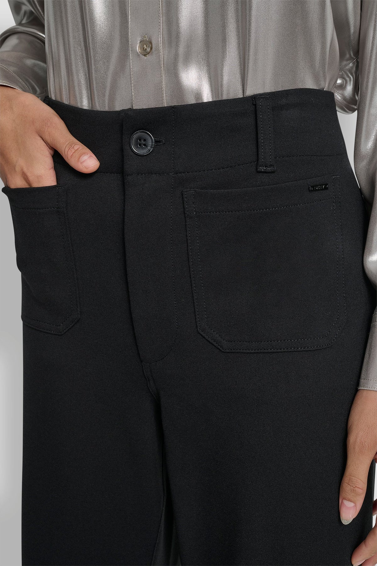 DKNY CROPPED HIGH-RISE WIDE-LEG PANT