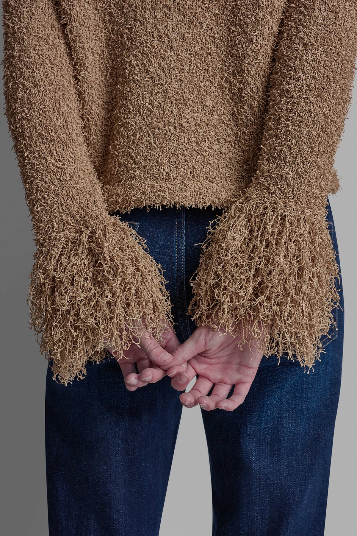 DKNY LONG SLEEVE FRINGE CARDIGAN