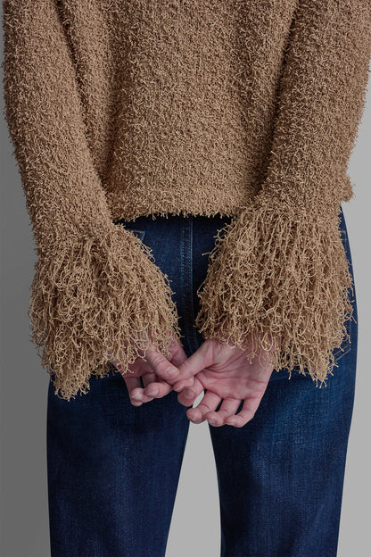 DKNY LONG SLEEVE FRINGE CARDIGAN