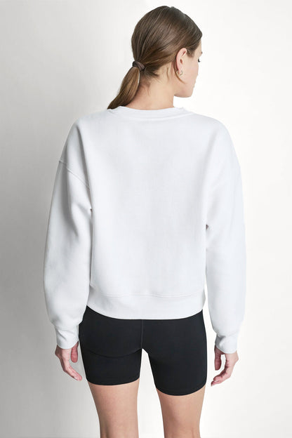 DKNY PUFF VARSITY LOGO V-NECK PULLOVER