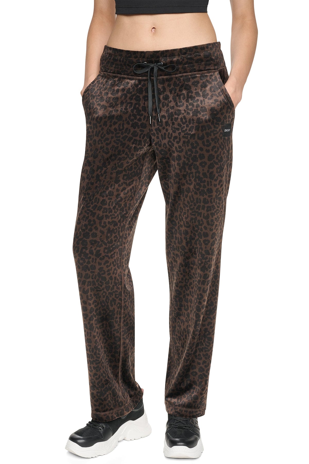 DKNY VELOUR ANIMAL PRINT MID-RISE PANT