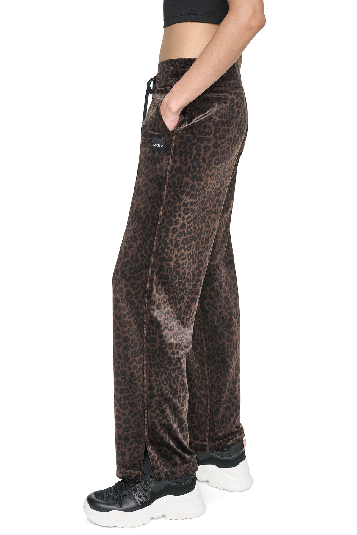 DKNY VELOUR ANIMAL PRINT MID-RISE PANT