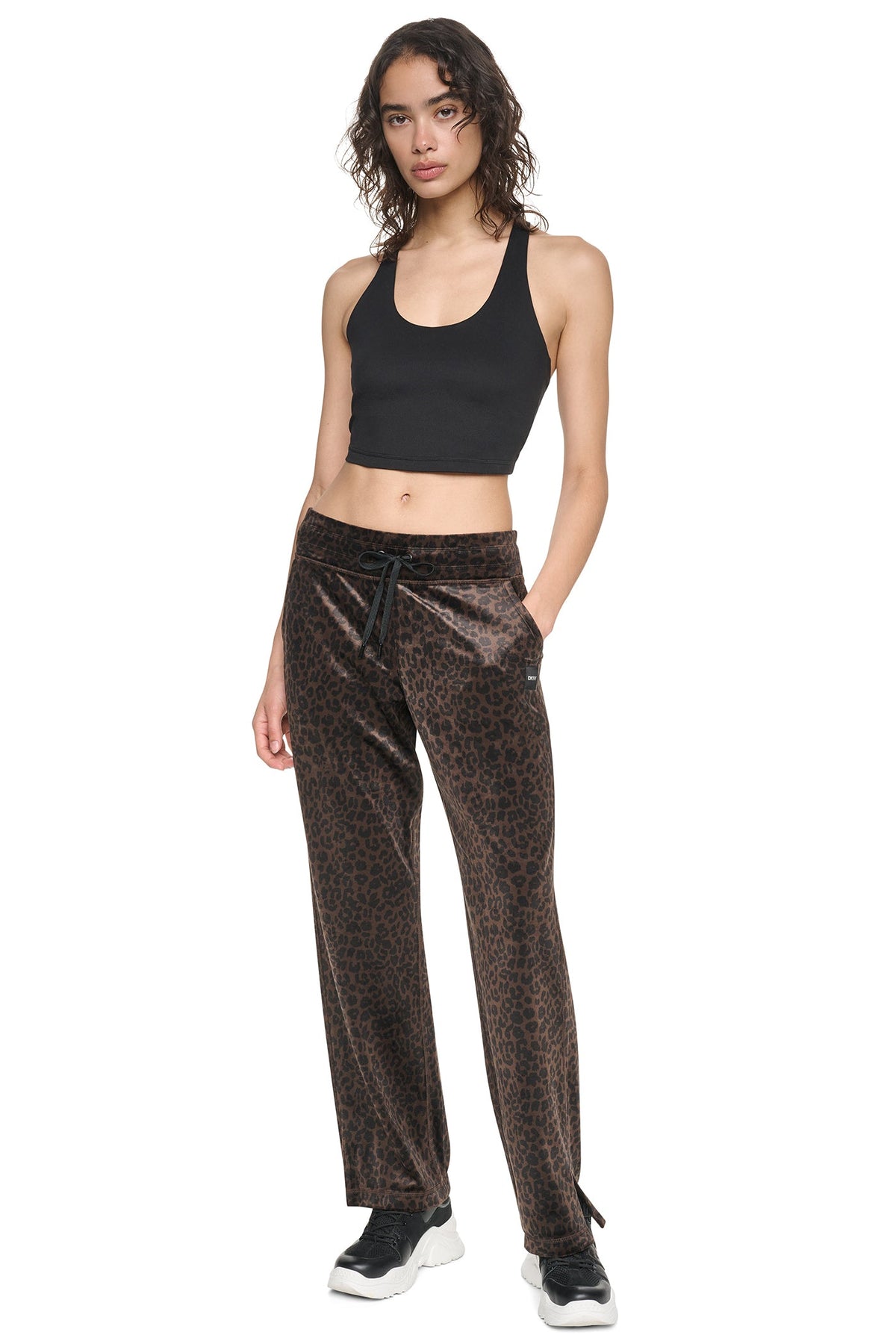 DKNY VELOUR ANIMAL PRINT MID-RISE PANT