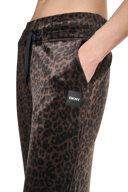 DKNY VELOUR ANIMAL PRINT MID-RISE PANT