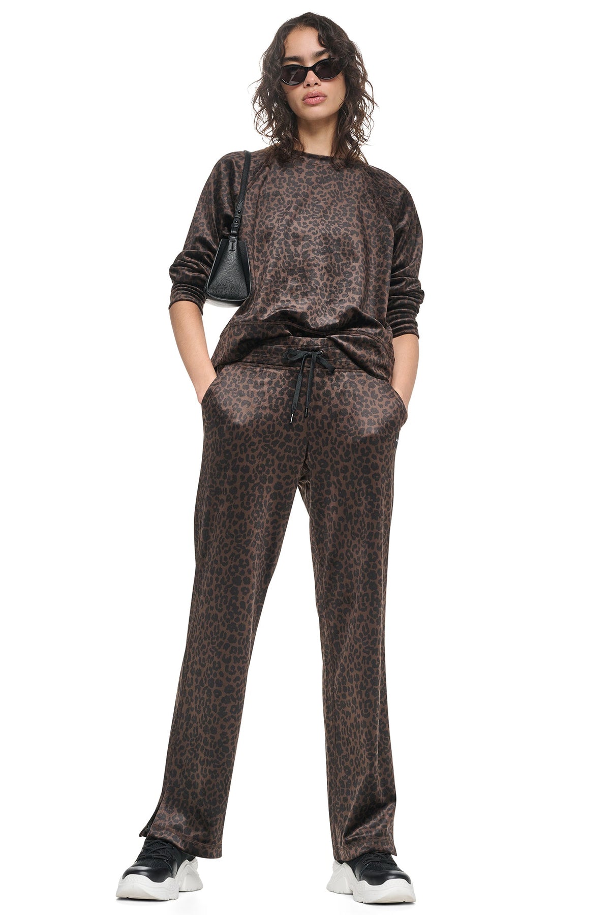 DKNY VELOUR ANIMAL PRINT MID-RISE PANT