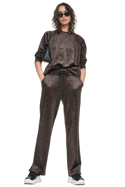 DKNY VELOUR ANIMAL PRINT MID-RISE PANT