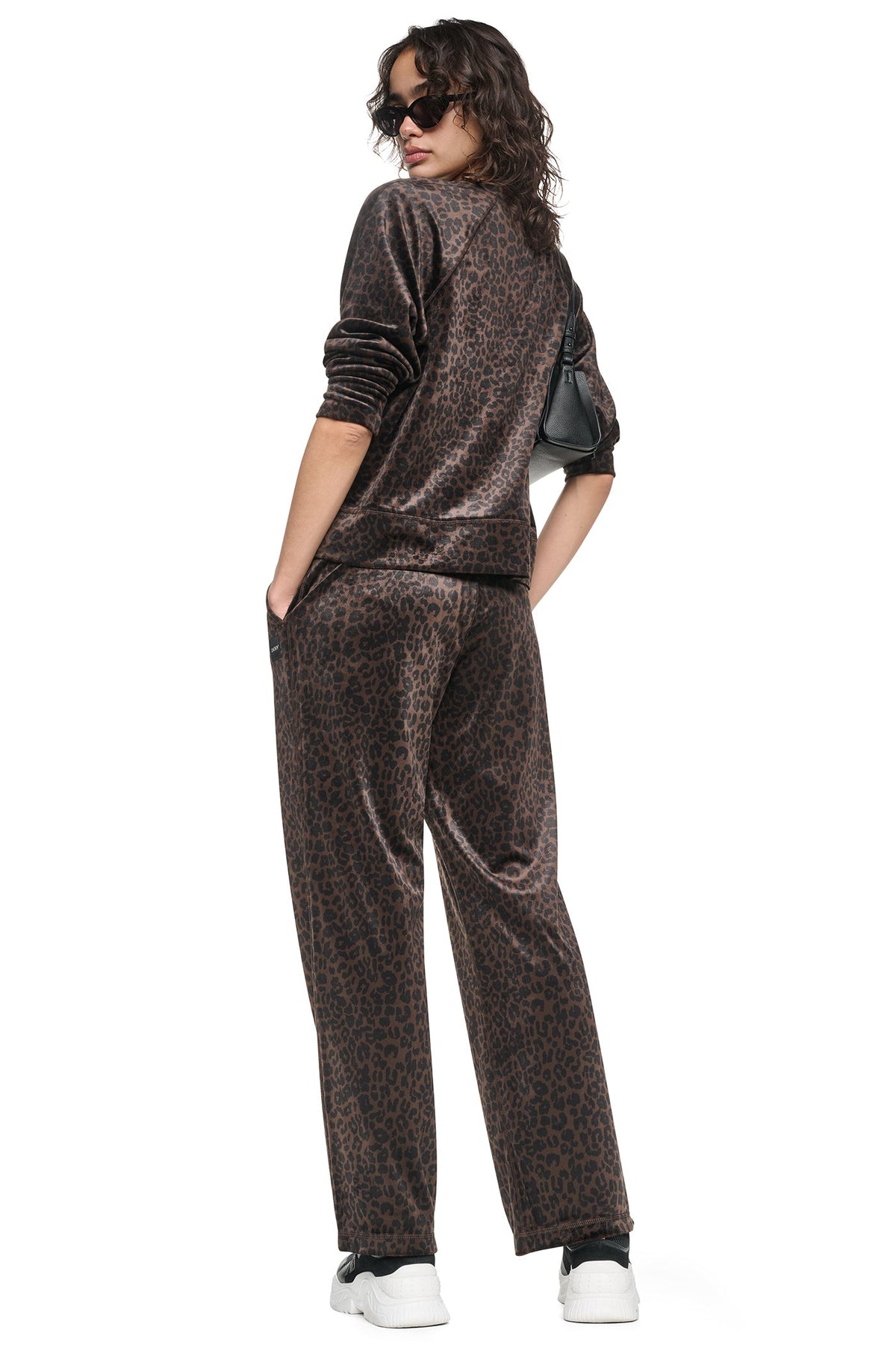 DKNY VELOUR ANIMAL PRINT MID-RISE PANT