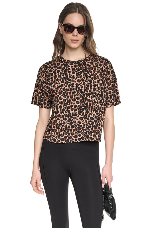 DKNY CROPPED ANIMAL PRINT TEE