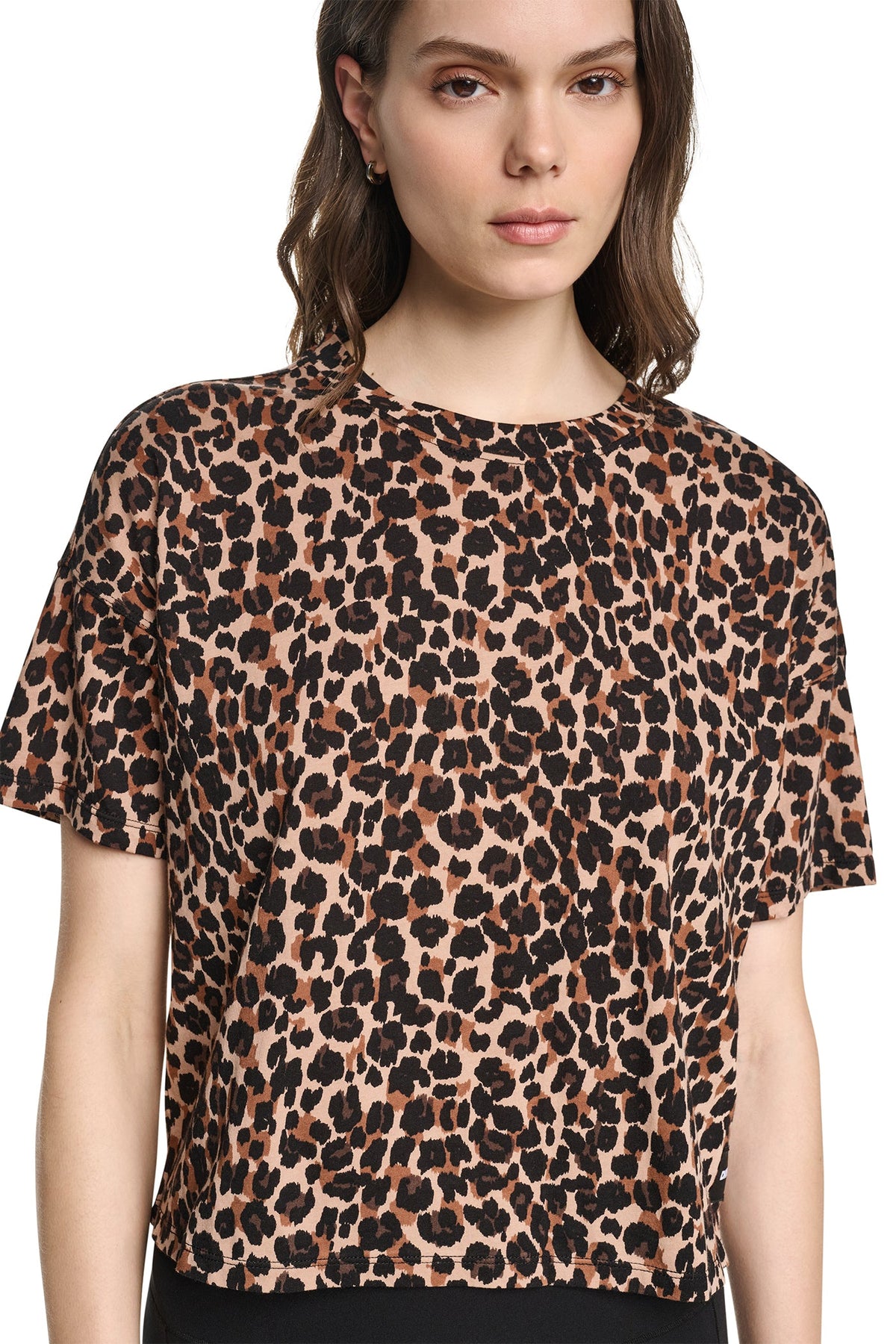 DKNY CROPPED ANIMAL PRINT TEE