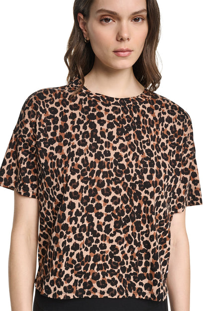 DKNY CROPPED ANIMAL PRINT TEE