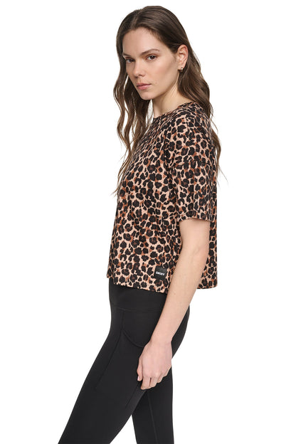 DKNY CROPPED ANIMAL PRINT TEE