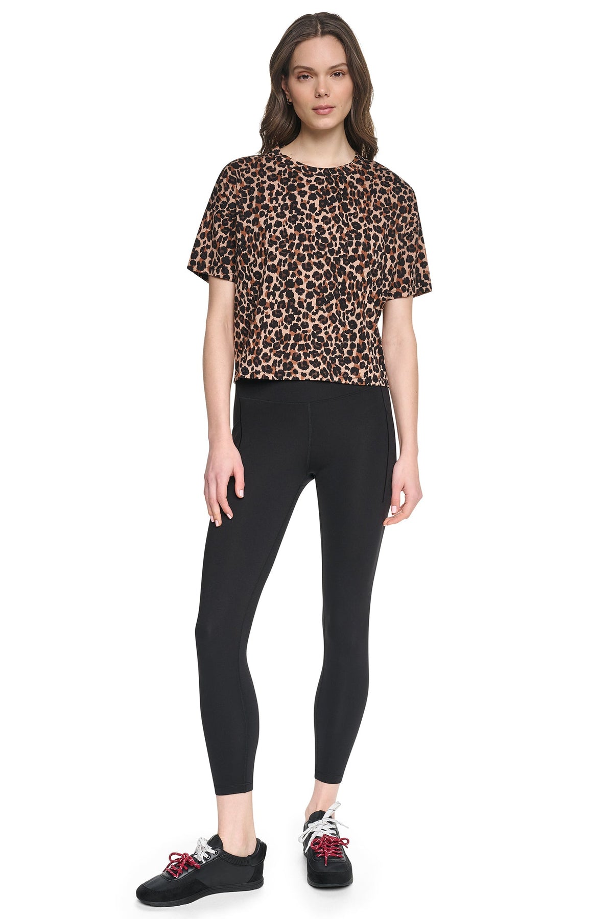 DKNY CROPPED ANIMAL PRINT TEE